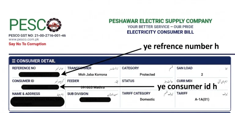 PESCO online bill check reference number
